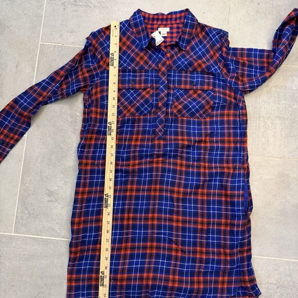 J. Crew Tartan Plaid Flannel Shirt Dress - Blue/Red - Size M - NWT - Picture 7 of 8